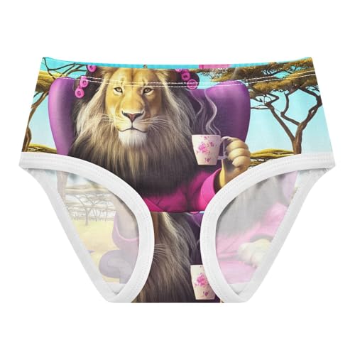 Designer Toddler Underwear Custom 2t Cotton Panties Little Girl Whimsical Scene Lion Funny Briefs Kids Undies