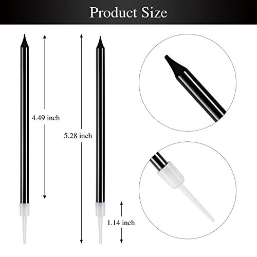 BEAN LIEVE Black Birthday Candles - 24-Count Long Thin Cake Candles, Cake Candles, Party Candles for Birthday, Wedding, Lucky Party Decoration - Thumbnail 3