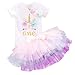 NNJXD Enfant en Bas âge Filles Licorne Tutu Robe 3Pcs Tenues Romper + Jupe + Bandeau Taille 1 Ans Violet & Poudre