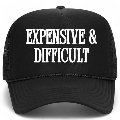 Youth Kids Size | Expensive & Difficult Trucker Hat | Premium Adjustable Snapback Mesh Hat for Boys & Girls