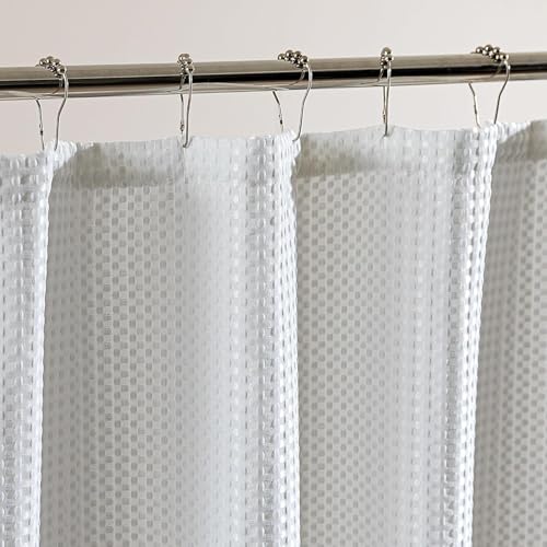 SLEEP ZONE Shower Curtain Liner, Waffle Shower Curtains for Bathroom, Heavy Duty Thick Fabric Shower Curtains - 285GSM Luxury Weighted Polyester Bath Curtain, 72" × 84" (Pure White) - image 2