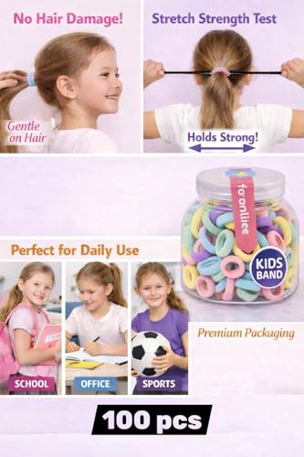 Image of Frescorr (200 pcs) Baby Hair Ties | Soft No-Damage Premium Elastic Mini Rubber Bands for girls | Strong Stretch Ponytail Holders | Daily Use Hair Accessories | (100 Multicolor &100 Pastel)