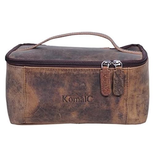 KomalC Leather Toiletry Bag For Men & Women, Handcrafted Travel