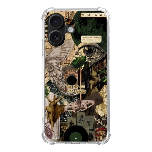 Enughselso Nature Plants Insects Aesthetic Phone Case Compatible with iPhone 17, Hippie Dark Academia Phone Cover for iPhone 17