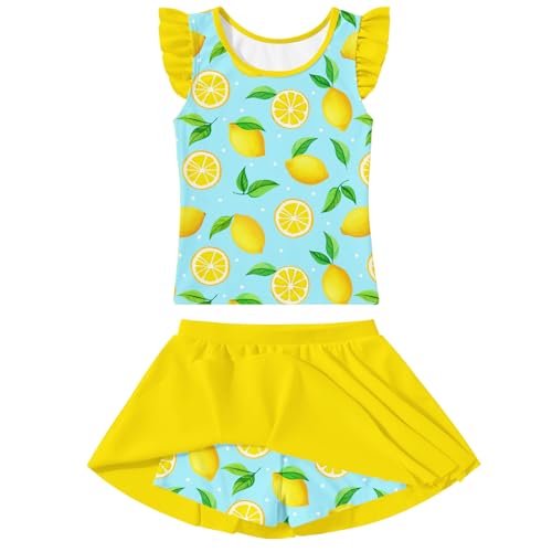 Image of Girls Swimsuit 2 Piece Ruffle Bathing Suit UPF 50+ Tankini Swimsuit Skirt with Lining Size 3-10