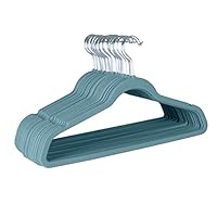 Laura Ashley 25 Pack Slim Velvet Hangers| Durable | Strong Plastic | Slim | Keeps Shape | Closet Organization | Dusty Blue | Holds 10lbs | Holds Shape