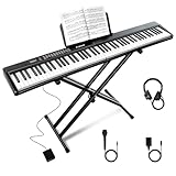 VEIYOUMO 88 Key SEMI-Weighted Keyboard Piano For Beginners w/Stand, Corded Electric, MIDI, Bluetooth, 1000 Tones/Rhythms, 150 Demos, Sustain Pedal, Teaching Mode, Metronome, Sync, Dual Key, Key Drum