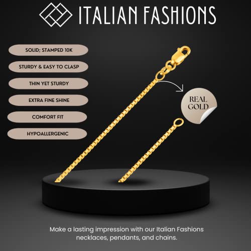 10K Real Yellow Or White Or Rose/Pink Gold Solid 0.5Mm, 0.6Mm, 0.7Mm, 0.8Mm ,1.0Mm, 1.1Mm,1.2Mm Diamond-Cut Square Mirror Box Link Chain Necklace With Lobster Or Spring Ring Clasp Veneziana For Women (0.7 Mm 16 Inches 10K Yellow Gold Italy) #TOP5
