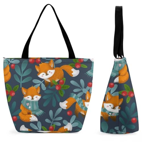 Sac shopping pour femme feuilles de renard bandoulière voyage 28x18x32cm
