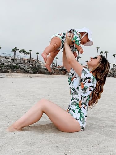 IFFEI Mommy and Me Swimsuits One Piece Monokini Bathing Suits Pineapple Printed Family Matching Swimwear Boys: 6-7 Years4