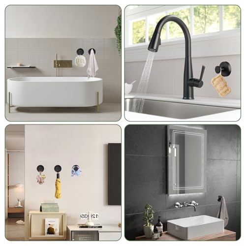 4 Stück Saugnäpfe Mit Haken Belastbar 8kg Ohne Bohren Schwarz Saughaken Handtuchhalter Selbstklebende Haken Extra Stark Wandhaken für Badezimmer Küche Glatte Fenster Wand Glas