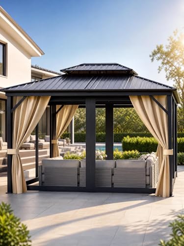 GarveeLife Hardtop Gazebo 10 ft x14 ft for All Weather,