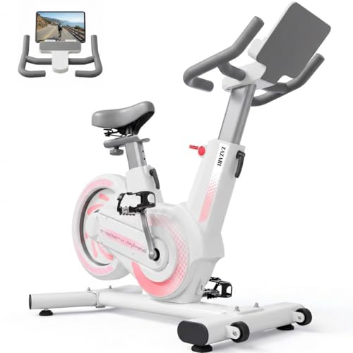 Image of Compact Magnetic Exercise Bike for Home, Rear Flywheel Indoor Cycling Bike for Petite & Medium Adults, 7-Level Precise Lever Resistance, Whisper Quiet for Apartments, 330 lbs Weight Capacity