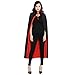 WESTLINK Cloak with Collar Costume Cape (35-55inches) Black Red Reversible