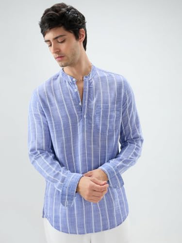 Image of VASTRADO Steel Blue Striped Kurta RK5411A