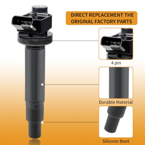 Image of UF267 Ignition Coil Pack & 4504 Spark Plugs Compatible with Toyota Camry V6 3.0L 2006-2002, Avalon Sienna Solara Highlander, Lexus ES300 RX300 1999-2003, Lexus ES330 RX330 RX400h 3.3L V6#C1175