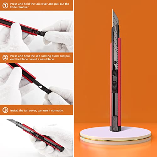 EHDIS 2PCS Utility Knife Retractable Auto-Lock Vinyl Knife Box Cutter with 20PCS Extra 9MM Snap-Off 30 Degree Blades,Extended Use for Office, Craft, Razor Knife, Paper Knife, Box Opener