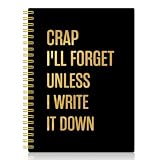 XQLZY I'll Forget Unless I Write It Down Funny Black Gold Spiral Notebook, Resignation Retirement Promotion Gifts for Woman Coworker Boss Friend, Office Sarcastic Humor Present for Work Colleague