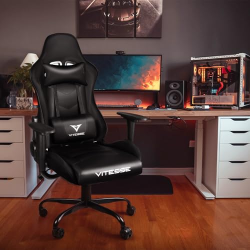 VITESSE Ergonomic Gaming Gamer Chair for Adults, 330 lbs PC Computer Chair, Racing Gaming Office Chair, Silla Gamer Height Adjustable Swivel Chair with Lumbar Support and Headrest