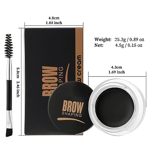 EONFAVE Wasserfestes Augenbrauen Gel, Langanhaltend Augenbrauen Formen Brow Gel Mit Bürste, Hochpigmentiert Augenbrauenfarbe Leicht Nicht Fettend Styling Augenbrauengel (05 schwarz)