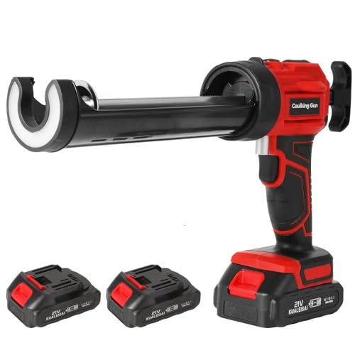 Cordless Caulking Gun for Makita 18V Battery, Silicone Sealant Gun with 2x2000mAh-Batteries, LED Light, 4 Adjustable Speed,Electric Caulking Gun for 300ml Cartridges for Sealing,Filling (red)