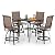 PHI VILLA 5PCS Patio Bar Set, Metal Bar Height Table and 4 Outdoor Swivel Bar Chairs with Textilene Fabric and Thickened Black Metal Frame,High Patio Furniture for Garden,Yard