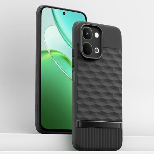 Image of Pikkme Back Cover for Vivo T5x / Vivo Y51 Pro /iQOO Z11x 5G Camera Protection 3D Hexa Cube Design Silicone Protective Bumper Case (Black)