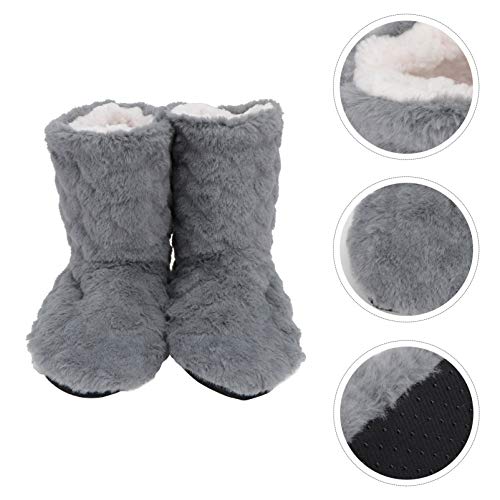Holibanna Pantufas femininas felpudas de inverno com sola no tornozelo, chinelos quentes para casa,