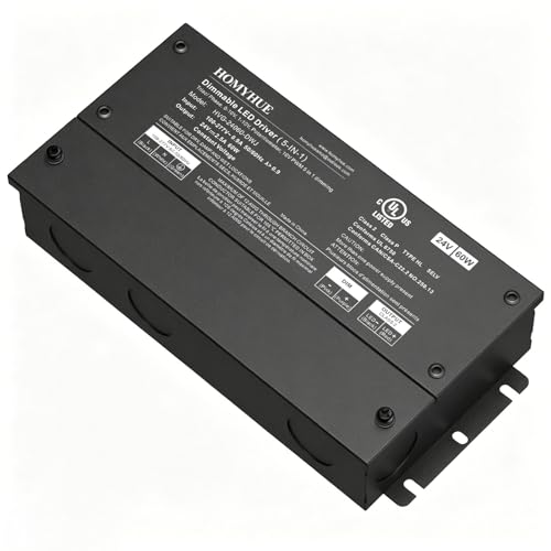 HOMYHUE 24V 60W Dimmable LED Driver – Smooth Flicker Free Dimming – TRIAC, 0-10V, Phase Cut, & 10V PWM – Compatible with Lutron and Leviton Dimmer Switches, UL Listed, Class 2, 100-277V AC – 2.5A DC by HOMYHUE - Used condition - US$46.00
