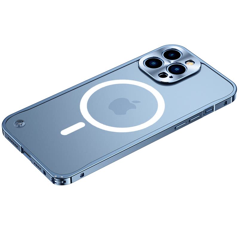 Doulings Magnetic Series Designed for iPhone 13 Pro Max Case,[Compatible with MagSafe] Slim Matte Translucent Aluminum Alloy Metal Frame,Military Drop