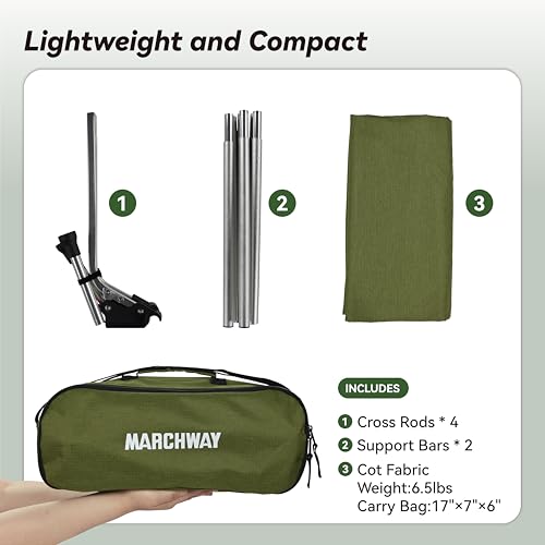 MARCHWAY Lever-Lock Aluminum Camping Cot