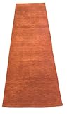 wawa teppiche gewebter gabbeh tappeto 100% lana vergine hand loom, lana vergine, orange, 75 x 240 cm