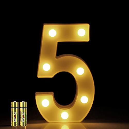 HONPHIER® Números LED Letras Luminosas Decorativas DecoracióN Luminosa Hogar Lámpara LED con número 0 a 9 para decoración de Fiestas de cumpleaños o Bodas (5)