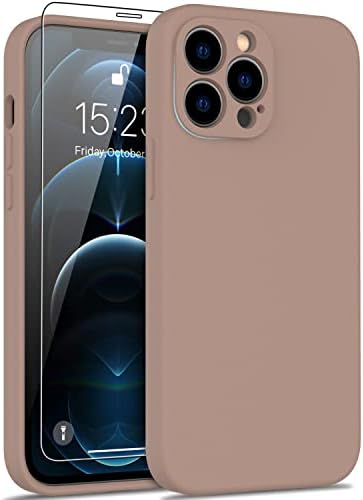 DEENAKIN iPhone 12 Pro Case, Camera Enhanced, Screen Protector, Flexible Silicone Gel Bumper, Slim Shockproof - Light Brown