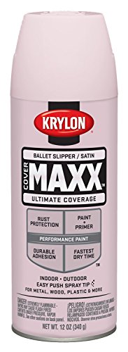 Krylon K09157000 COVERMAXX Spray Paint, Satin Ballet Slipper, 12 Ounce