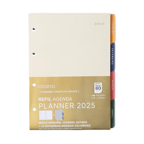Refil Caderno Criativo Argolado 88 Fls Pólen 80G Agenda Planner 2...