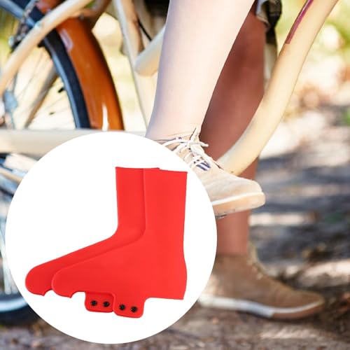 predolo 2 Pieces Shoe Covers Waterproof Windproof Silicone Overshoes Anti Slip Protector Suitable for Outdoor Riding Travel Commuting, Rojo M miniatura 4