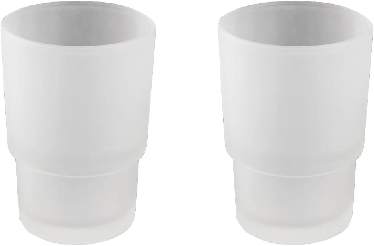 XVL Tumbler Bathroom Frosted Glass Toothbrush Holder Cup Replacement 2 Pieces XL40-2