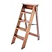 MFLASMF Massivholz 5-Stufen-Hocker Klappleiter Hocker Multifunktions-Kletterleiter-Stuhl Multifunktions-Bibliotheksregal Bücherregal Pflanzenständer Faltbare 5-Stufen-Stühle/Holzfarbe
