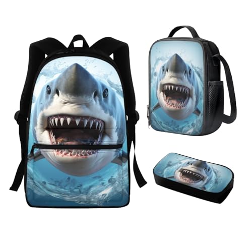 Sac à dos d'école enfants gris souris WELLFLYHOM avec boîte à déjeuner