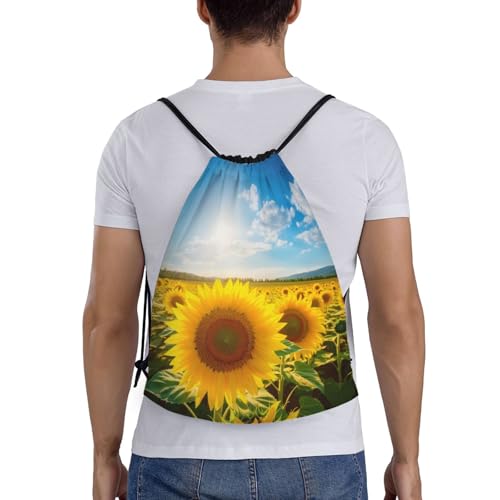Yellow Sunflowers2 print Drawstring Bag Sack Gym Bag Ditty Bag for Gym Traveling, Hiking, Yoga, Shopping for Adult2