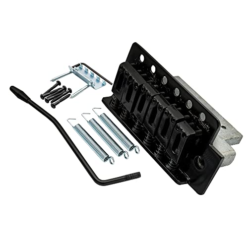 Musiclily 52,5mm Puente Trémolo Modern de 6 Tornillos para Guitarra Eléctrica tipo Strat ST, Negro