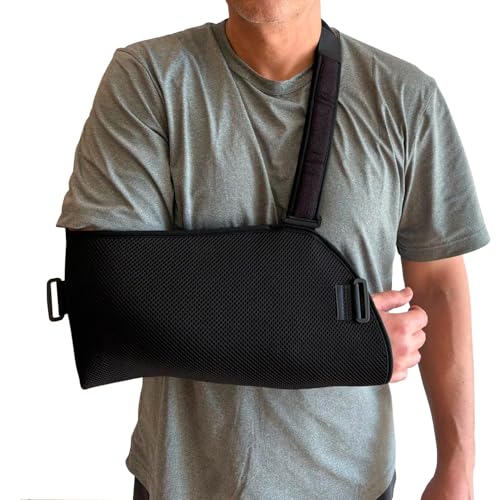 Ortones - Cabestrillo Sling Ajustable para Brazo y Hombro con Cincha Antirotación - Inmovilizador Bilateral Talla Universal - Negro