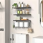Floating Bathroom Shelves Wall Mounted - Wooden Shelf Set of 3 for Over Toilet Storage & Modern Bathroom Decor - Perfect Wall Shelving Organizer for Apartments RVs Powder Rooms Restroom - Black - Image 2