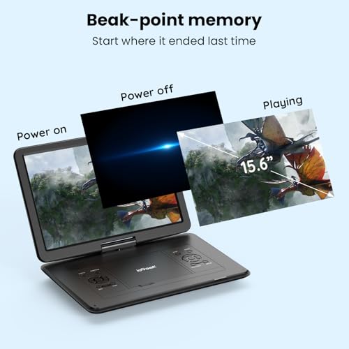 17.5" Portable DVD Player with 15.6" HD Swivel Screen for Kids & Elderly, Region Free CD/DVD Multimedia Player for Car Travel Home Theater, 6 Hrs Battery, Dual Speakers, Support USB/SD/TV Sync, Black by ieGeek - Image 7
