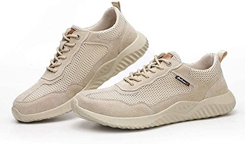 IYVW Safety 672 Arbeitsschuhe Herren S3 Leicht Sicherheitsschuhe Damen Atmungsaktive Stahlkappenschuhe Sportlich Schutzschuhe Beige 43 EU