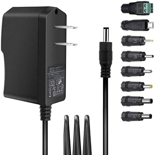 GuanTing Universal AC Adapter 6V 2A Power Supply with 8 DC Plug Tips AC110V to DC6V Power Driver for Digital Blood Pressure Monitor 6v Charger Transformer AC DC Adapter (DC6V-2A)