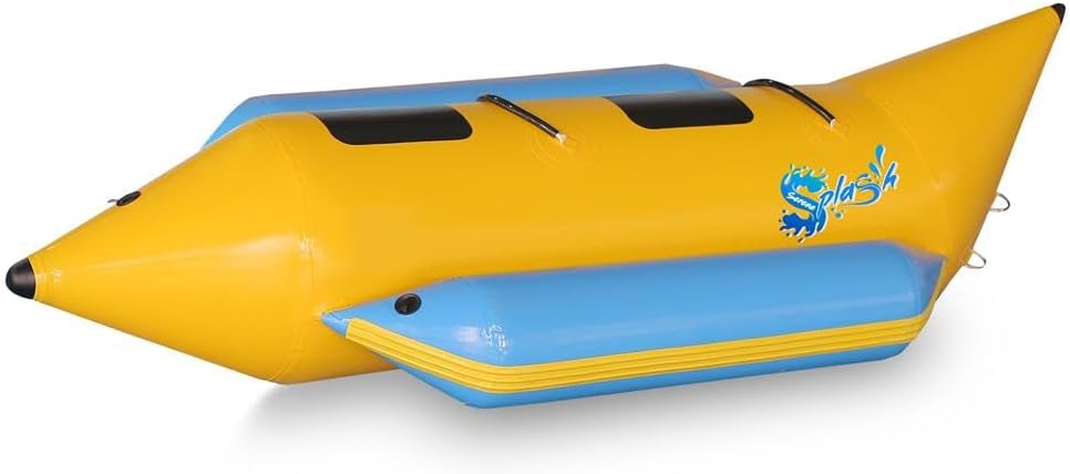 SereneLife Person Inflatable Banana Boat, Includes Storage Bag, Foot Pump, and Repair Kit, Tough and Thick, Reinforced Seats and Foot Areas