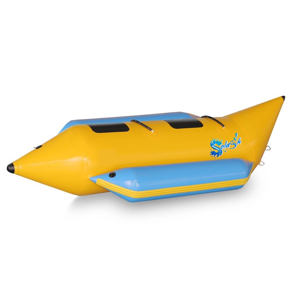 SereneLife Person Inflatable Banana Boat, Includes Storage Bag, Foot Pump, and Repair Kit, Tough and Thick, Reinforced Seats and Foot Areas