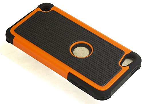 Ipod Touch 5 & 6 Case, Bastex Heavy Duty Hybrid Protective Case - Soft Black Silicone Cover With Black And Orange [Shock] Design Case For Apple Ipod Touch 5 & 6 [Compatible With Ipod Touch 6] #TOP3
